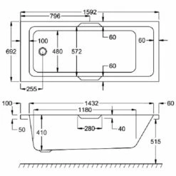 Carron Quantum Integra 1600 X 700 Bath With Twin Grips - Carronite -Burlington Bath Shop 15 quantum integra 1600x700 tech d