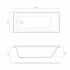 Tissino Lorenzo 1600 X 700mm Reinforced Bath With Grips -Burlington Bath Shop 1600x700 tech 1