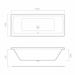 Tissino Lorenzo 1700 X 700mm Premium Double Ended Bath 10 Tissino Lorenzo 1700 X 700mm Premium Double Ended Bath -Burlington Bath Shop 1700x700x510 tech 1
