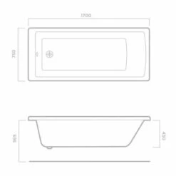 Tissino Lorenzo 1700 X 750mm Reinforced Bath With Grips -Burlington Bath Shop 1700x750 tech 1