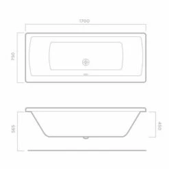Tissino Lorenzo 1700 X 750mm Premium Reinforced Double Ended Bath -Burlington Bath Shop 1700x750x565 tech