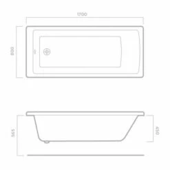 Tissino Lorenzo 1700 X 800mm Reinforced Bath With Grips -Burlington Bath Shop 1700x800 tech 1