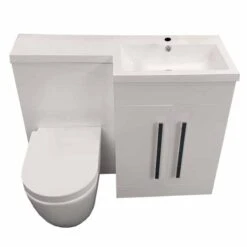 Lili 1100mm L Shape Bathroom Furniture Set - 2 Door - Gloss White -Burlington Bath Shop 20210924 100600
