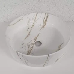 Gressingham 355mm Ceramic Round Washbowl & Waste - Marble Effect 10 Gressingham 355mm Ceramic Round Washbowl & Waste - Marble Effect -Burlington Bath Shop 20230818 081331