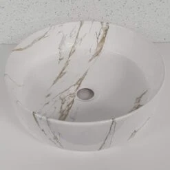 Gressingham 355mm Ceramic Round Washbowl & Waste - Marble Effect 9 Gressingham 355mm Ceramic Round Washbowl & Waste - Marble Effect -Burlington Bath Shop 20230818 081346