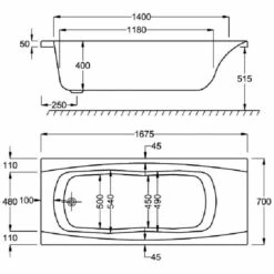 Carron Imperial 1675 X 700 Single Ended Bath With Grips - 5mm -Burlington Bath Shop 22 imperial 1675 tech d