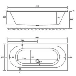 Beaufort Biscay 1800 X 800 Double Ended Bath -Burlington Bath Shop 42.0141 tech