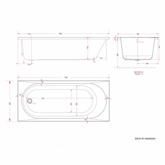 Beaufort Biscay 1800 X 800 Beauforte Reinforced Single Ended Bath 5 Beaufort Biscay 1800 X 800 Beauforte Reinforced Single Ended Bath - Image 3