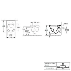 Villeroy & Boch Architectura Washdown Compact Rimless Wall Mounted Toilet 9 Villeroy & Boch Architectura Washdown Compact Rimless Wall Mounted Toilet -Burlington Bath Shop 4687R001 tech