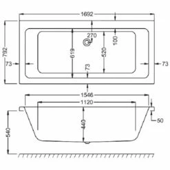 Carron Quantum Duo 1700 X 800 Double Ended Bath - 5mm -Burlington Bath Shop 51 quantum duo 1700x800 technical