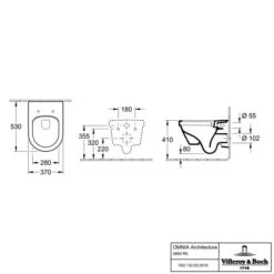 Villeroy & Boch Architectura Washdown Rimless Wall Mounted Toilet 7 Villeroy & Boch Architectura Washdown Rimless Wall Mounted Toilet -Burlington Bath Shop 5684R001 tech