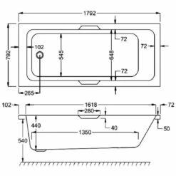Carron Quantum Integra 1800 X 800 Bath With Twin Grips - Carronite -Burlington Bath Shop 66 quantum integra 1800x800 technical