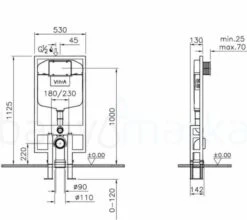 VitrA WC Frame Slim 1120 X 80mm For Stud Walls -Burlington Bath Shop 740480001 tech