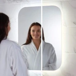 Aurora Back-lit LED Bathroom Mirror With Shaver Socket - 500 X 700mm -Burlington Bath Shop AURA SPLIT rd 2