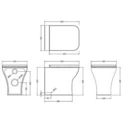 Ava Soft Square Rimless Back To Wall Toilet & Soft Close Seat -Burlington Bath Shop AVA BTW Pan Sizes 1000px