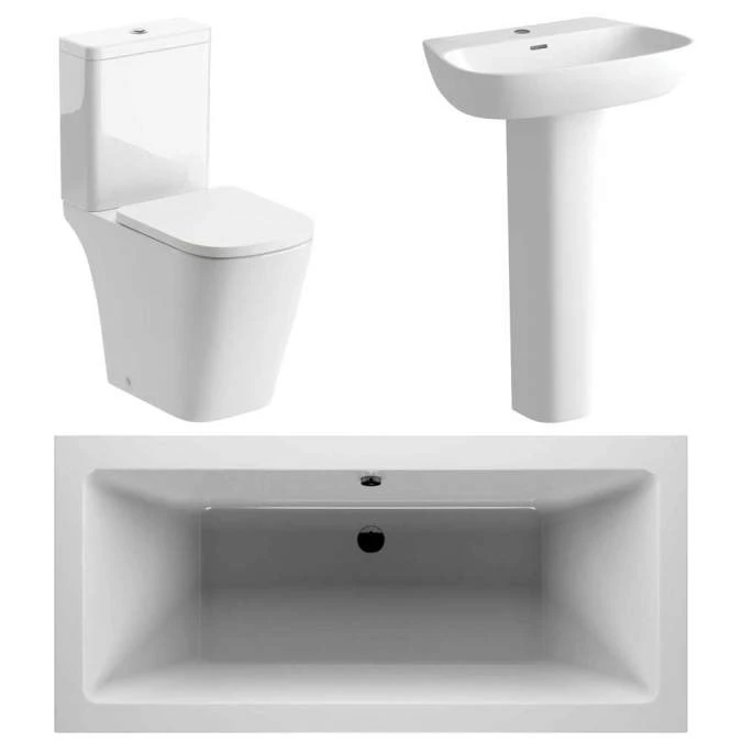 Ankam Bathroom Suite, 600mm Basin, Close Toilet & 1700 Double Ended Bath 3 Ankam Bathroom Suite, 600mm Basin, Close Toilet & 1700 Double Ended Bath