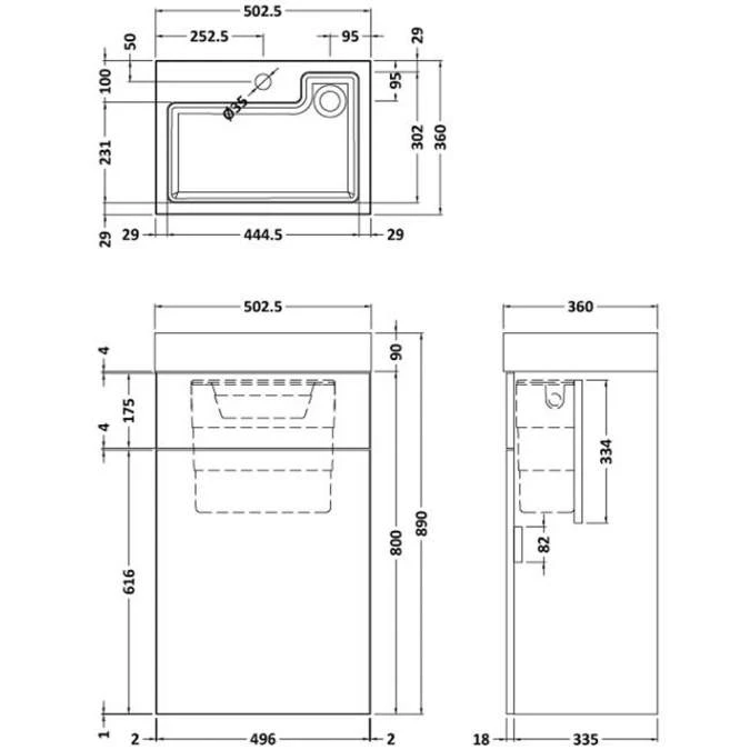 Athena Vault 2 In 1 WC & Gloss Grey Vanity Unit 500mm 6 Athena Vault 2 In 1 WC & Gloss Grey Vanity Unit 500mm - Image 4