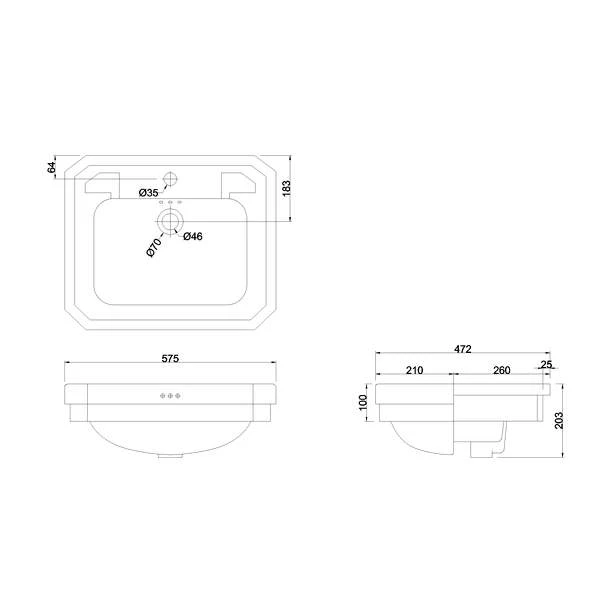 Burlington Traditional Semi Recessed Basin 4 Burlington Traditional Semi Recessed Basin - Image 2