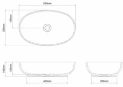 Clearwater Puro Clear Stone Countertop Basin - 550 X 350 - B13ECS -Burlington Bath Shop B13ECS tech