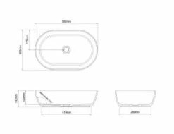 Clearwater Formoso Matt Clear Stone Countertop Basin - 550 X 350 - B1ACSM -Burlington Bath Shop B1ACSM tech