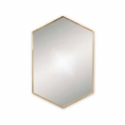 Docklands 500 X 750 Brushed Brass Hexagonal Framed Mirror - Origins Living