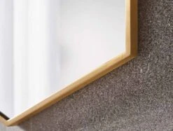 Docklands 500 X 750 Brushed Brass Hexagonal Framed Mirror - Origins Living -Burlington Bath Shop B375509 docklands hexagonal mirror brushed brass frame closeup
