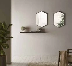 Docklands 500 X 750 Matt Black Hexagonal Framed Mirror - Origins Living -Burlington Bath Shop B375516 docklands hexagonal mirror black frame lifestyle