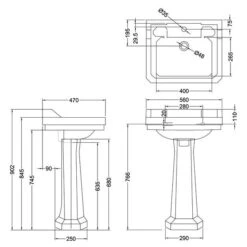 Burlington Edwardian 56cm Basin & Pedestal -Burlington Bath Shop B4 1TH P1 20201030 1