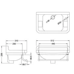 Burlington Cloakroom Basin -Burlington Bath Shop B8R T6 CHR