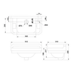 Burlington Cloakroom Basin -Burlington Bath Shop B8R LD