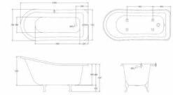 Bayswater Pembridge 1500mm Traditional Slipper Bath -Burlington Bath Shop BAYB104 tech 1