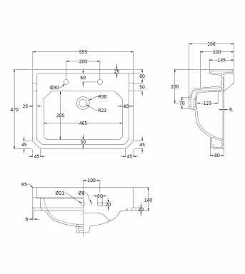 Bayswater Fitzroy 595mm 2 Tap Holes Basin & Full Pedestal 4 Bayswater Fitzroy 595mm 2 Tap Holes Basin & Full Pedestal - Image 2
