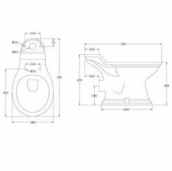 Bayswater Porchester Traditional Close Coupled Toilet - Flush Handle -Burlington Bath Shop BAYC106 tech
