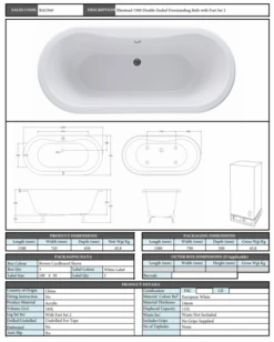 Elmstead Roll Top Bath - 1500 X 745 - Bespoke Colour By BC Designs -Burlington Bath Shop BC Designs BAU045 Excelsior 1500mm Acrylic Roll Top Bath with Feet Set 2 Specification