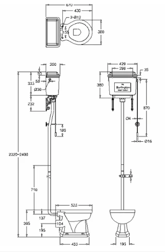 Burlington High Level WC Chrome Aluminium Cistern And Lever P2 T70CHR T30CHR 4 Burlington High Level WC Chrome Aluminium Cistern And Lever P2 T70CHR T30CHR - Image 2