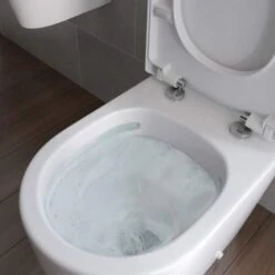 Campbell Rimless Close Coupled Fully Shrouded Comfort Height WC & Soft Close Seat -Burlington Bath Shop Campbell CCWC Rimless Closed Back Lifestyle