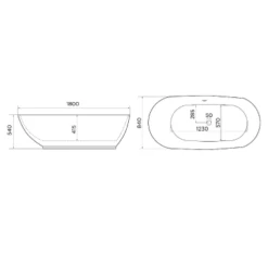 April Cayton Freestanding Bath - 1790 X 830mm -Burlington Bath Shop Cayton 1790 Specifications 1