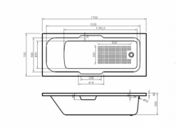 Bali 1700 X 700mm DOUBLECAST Single Ended Bath With Grips & Textured Base 9 Bali 1700 X 700mm DOUBLECAST Single Ended Bath With Grips & Textured Base -Burlington Bath Shop DIBRP0024