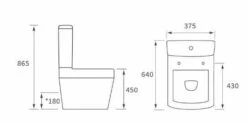 Ankam Rimless 4 Piece Toilet & Basin Set -Burlington Bath Shop DIPTP0176 tech 1
