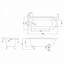 Burlington Hampton - Traditional Freestanding Shower Bath - 1700mm - Left Hand -Burlington Bath Shop E13 E10 CHR E10 WHI E10 BLA