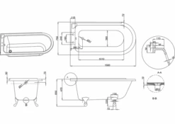 Burlington Hampton - Traditional Freestanding Shower Bath - 1500 X 750mm -Burlington Bath Shop E20 E10 CHR E10 WHI E10 BLA