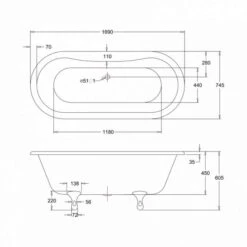 Burlington Windsor - Traditional Freestanding Bath - 1690mm -Burlington Bath Shop E3 E10 CHR LD