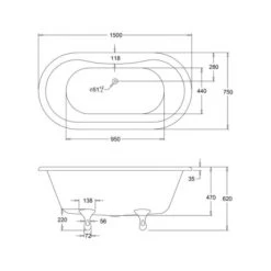 Burlington Windsor - Traditional Freestanding Bath - 1500mm -Burlington Bath Shop E4 E10 CHR LD