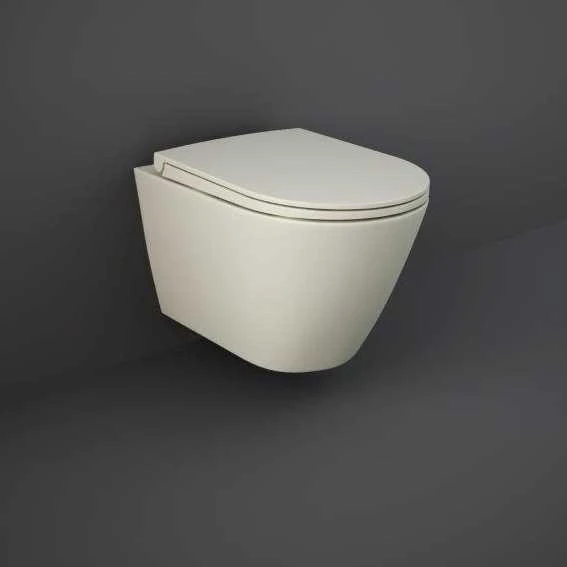 Feeling Matt Greige Wall Hung Rimless WC Inc Soft Close Seat - RAK Ceramics 3 Feeling Matt Greige Wall Hung Rimless WC Inc Soft Close Seat - RAK Ceramics