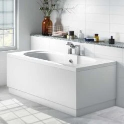 HaLite Gloss White 750mm Bath End Panel - Waterproof & Solid -Burlington Bath Shop Halite Bath Panel Lifestyle 1 4