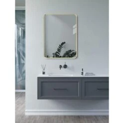 Kaiya 600 X 800mm Rectangle Mirror - Brushed Brass -Burlington Bath Shop Kaiya Rectangular Lifestyle