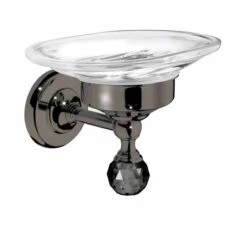 Oriental Crystal Soap Dish - Chrome, Gold Or Black Chrome - Origins Living -Burlington Bath Shop MA01C B oriental crystal soap dish black chrome