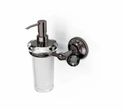 Oriental Crystal Soap Dispenser - Chrome, Gold Or Black Chrome - Origins Living -Burlington Bath Shop MA01DML B oriental crystal soap dispenser black chrome