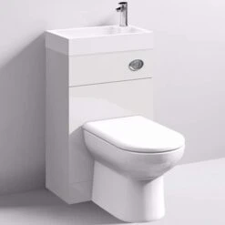 Athena Vault 2 In 1 WC & Gloss White Slimline Reduced Depth Vanity Unit