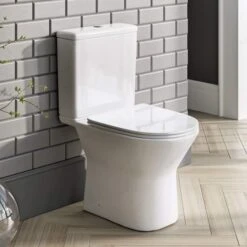 Kate Rimless Open Back Toilet & Soft-close Seat -Burlington Bath Shop Middleton toilet lifestyle